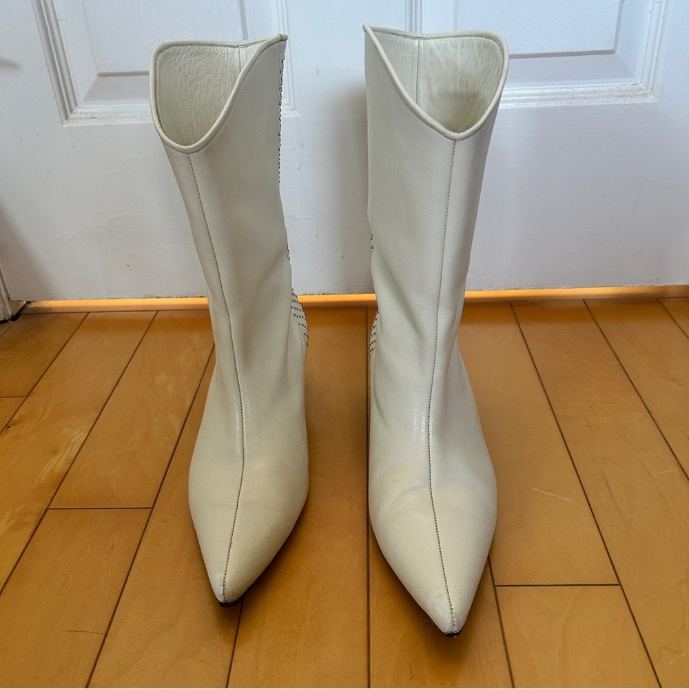 Anine Bing Reagan white leather boots, size 9 - Picture 3 of 16